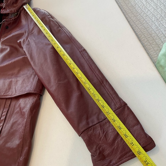 VTG 90s Phase Two Men’s XL Long Red Leather Jacket Removable Hood/Liner Parka - Picture 17 of 17